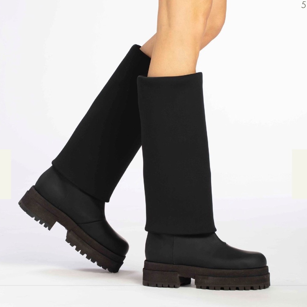 Black Cleia Flatform Neoprene combat boots